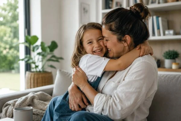 happy child with parent after parenting plans Cardiff